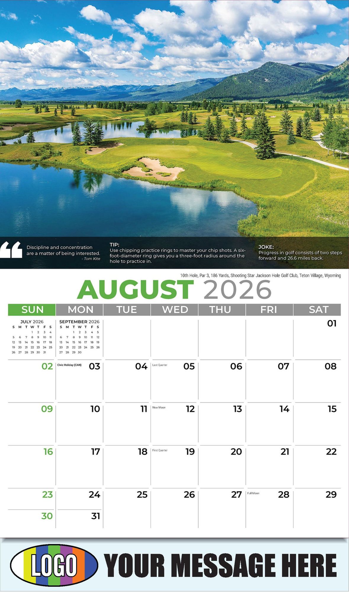 2026 Golf Tips, Quips and Holes Business Promotional Calendar