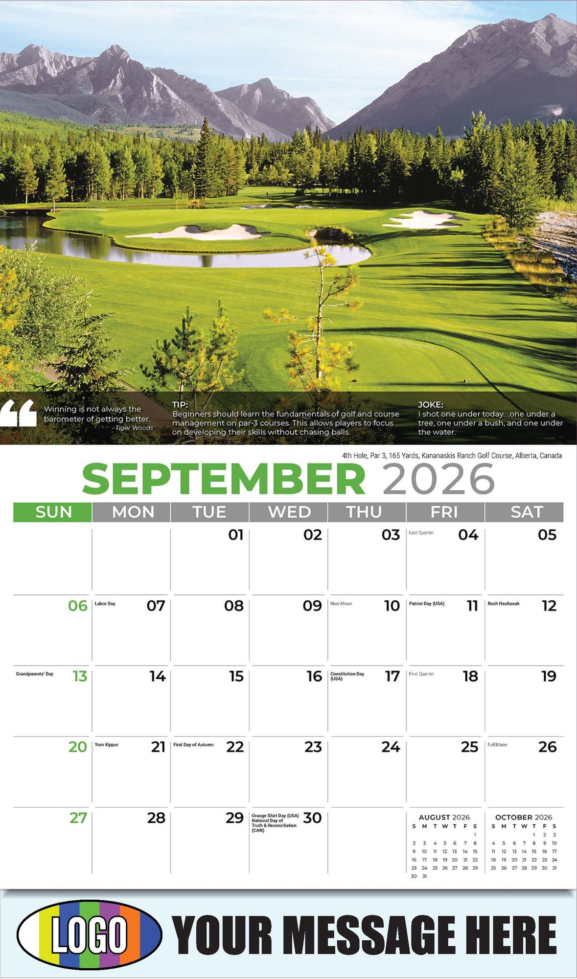 2026 Golf Tips, Quips and Holes Business Promotional Calendar