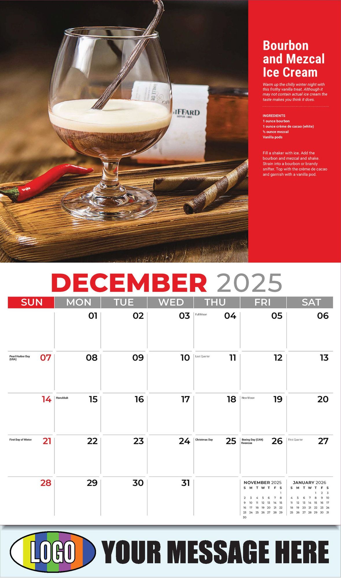 2026 Happy Hour Cocktails Business Promotional Calendar