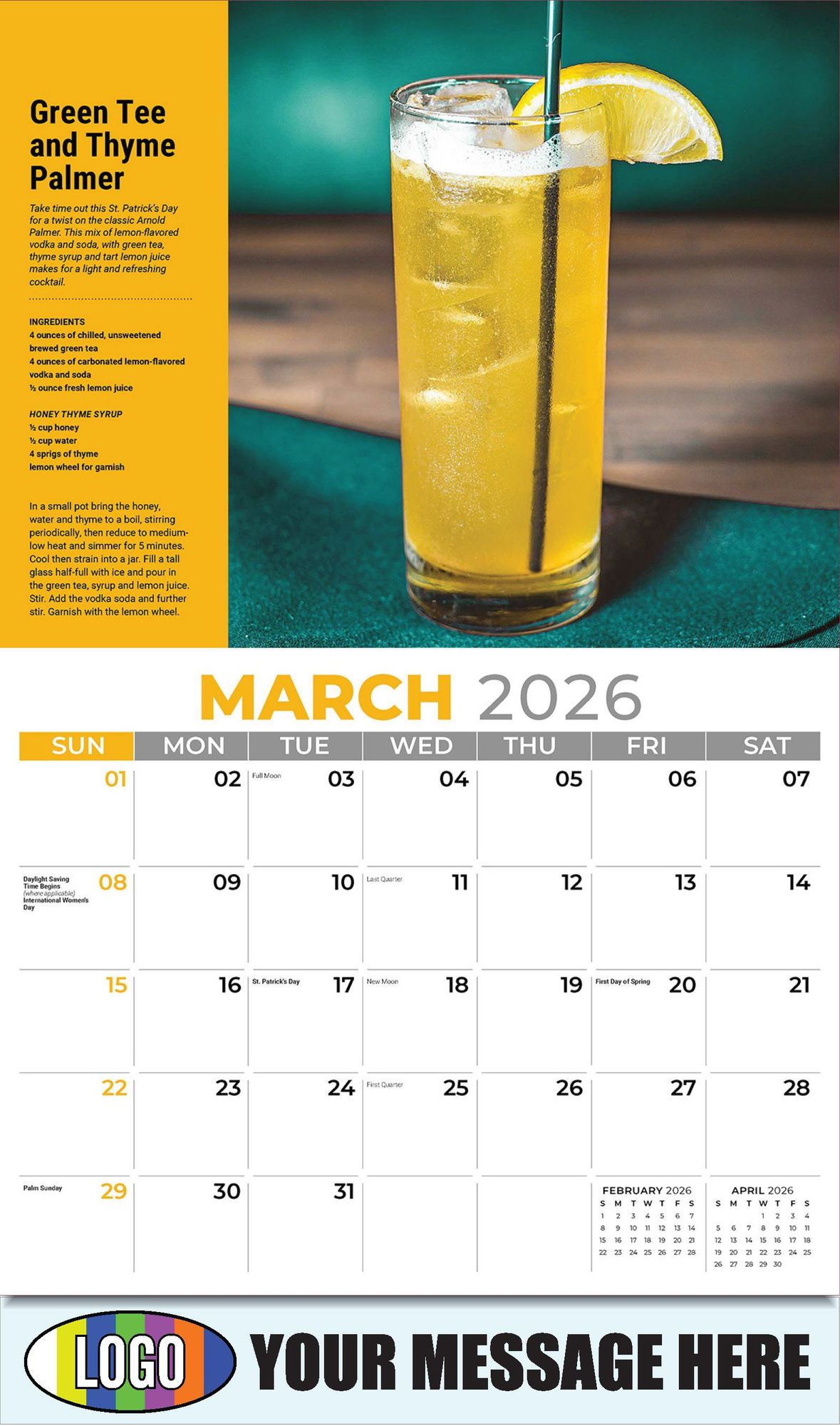 2026 Happy Hour Cocktails Business Promotional Calendar