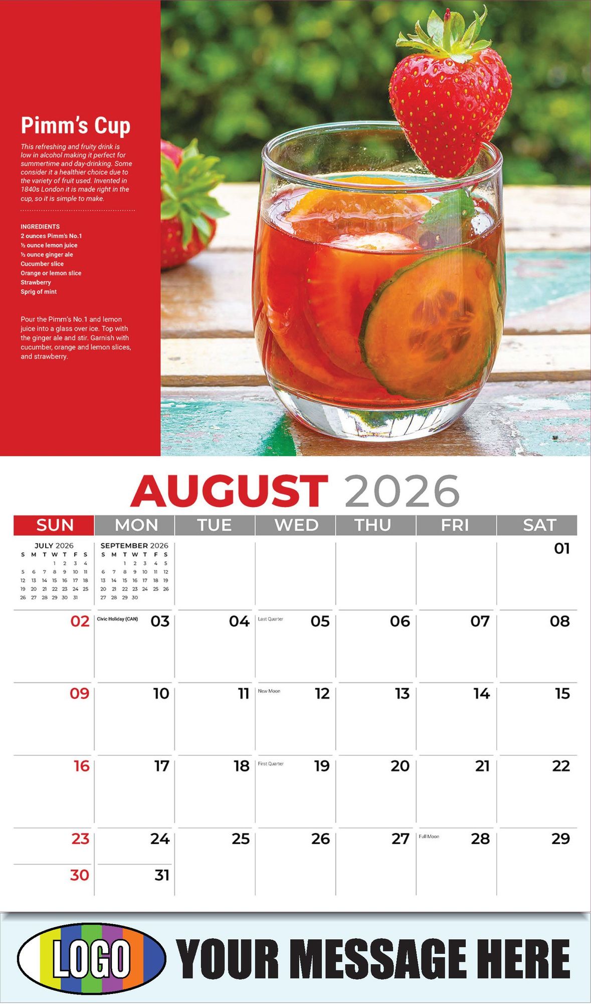 2026 Happy Hour Cocktails Business Promotional Calendar
