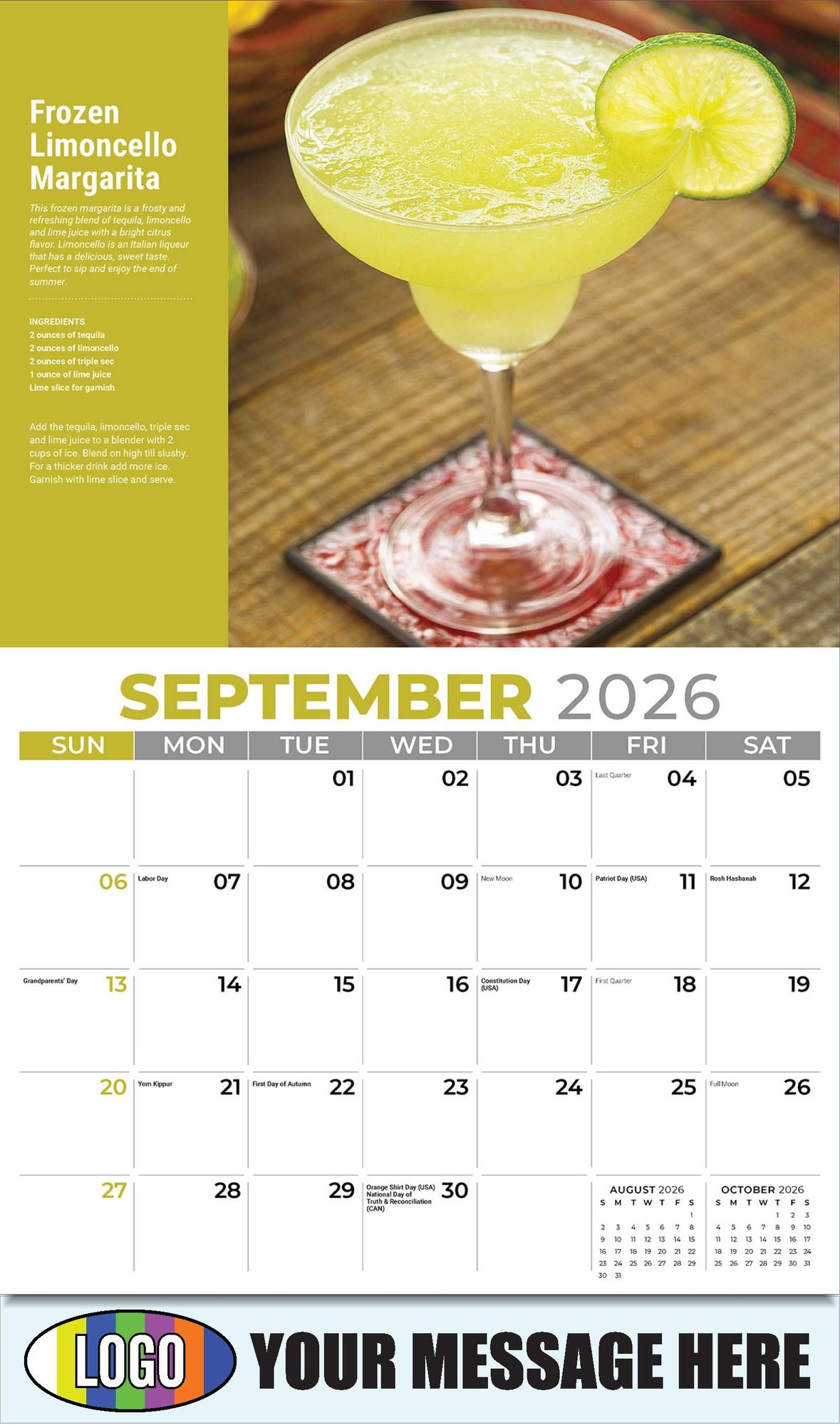 2026 Happy Hour Cocktails Business Promotional Calendar