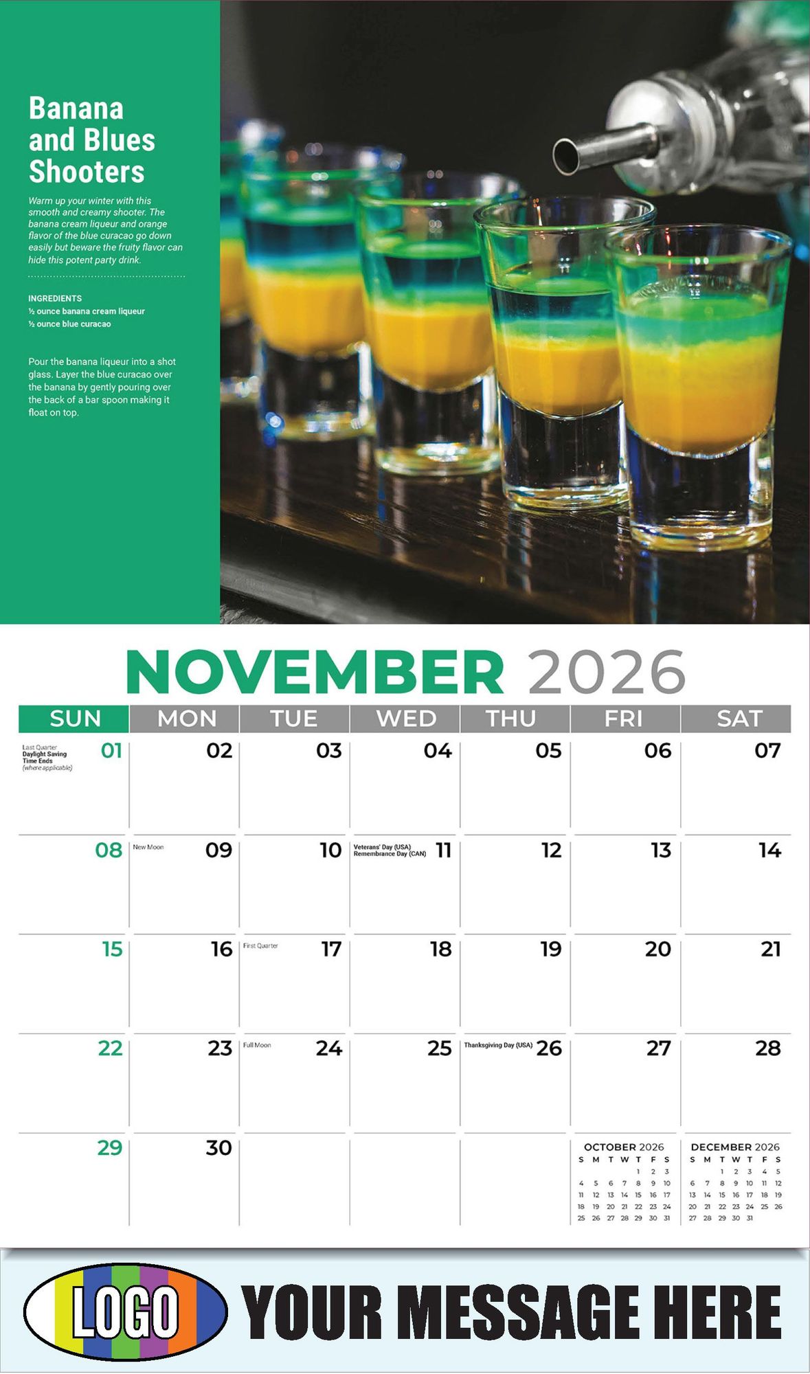 2026 Happy Hour Cocktails Business Promotional Calendar