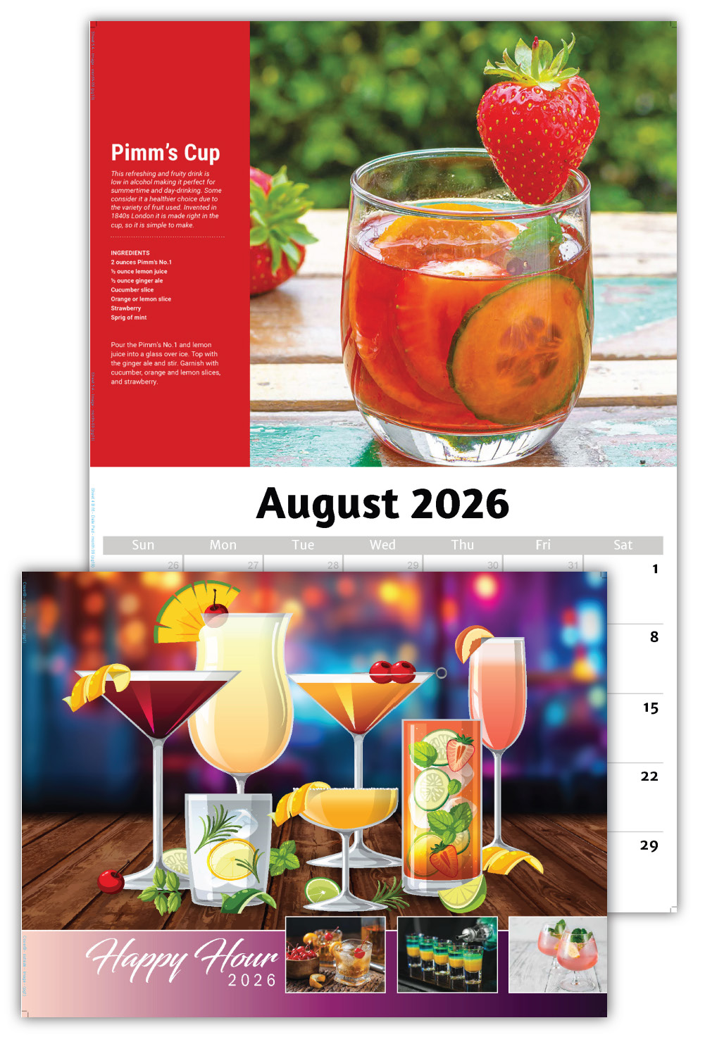 2026 Happy Hour Cocktails wall calendar