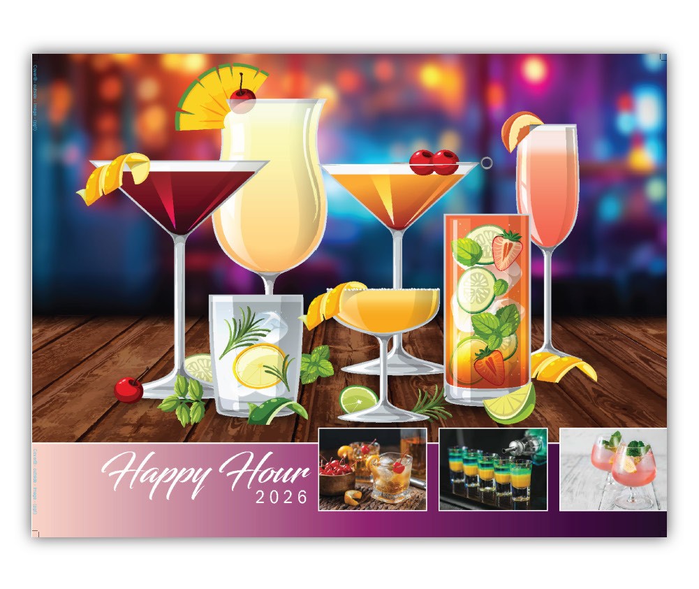 2026 Happy Hour Cocktails wall calendar