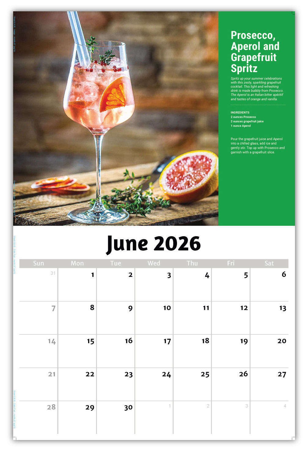 2026 Happy Hour Cocktails wall calendar