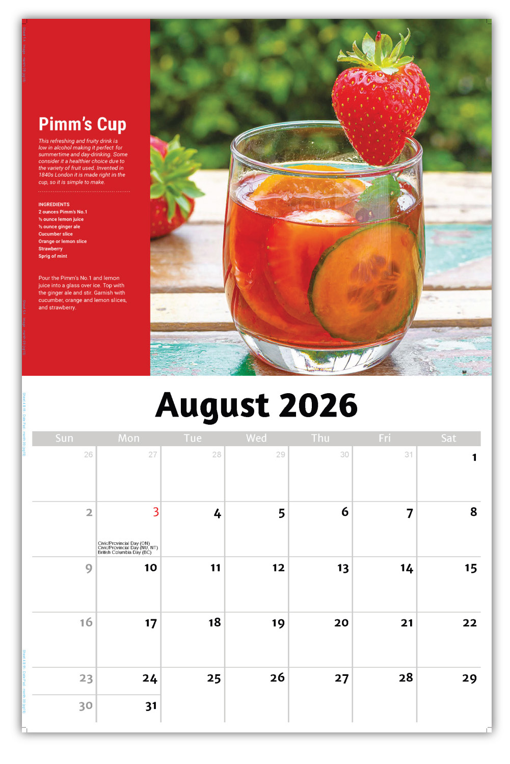 2026 Happy Hour Cocktails wall calendar