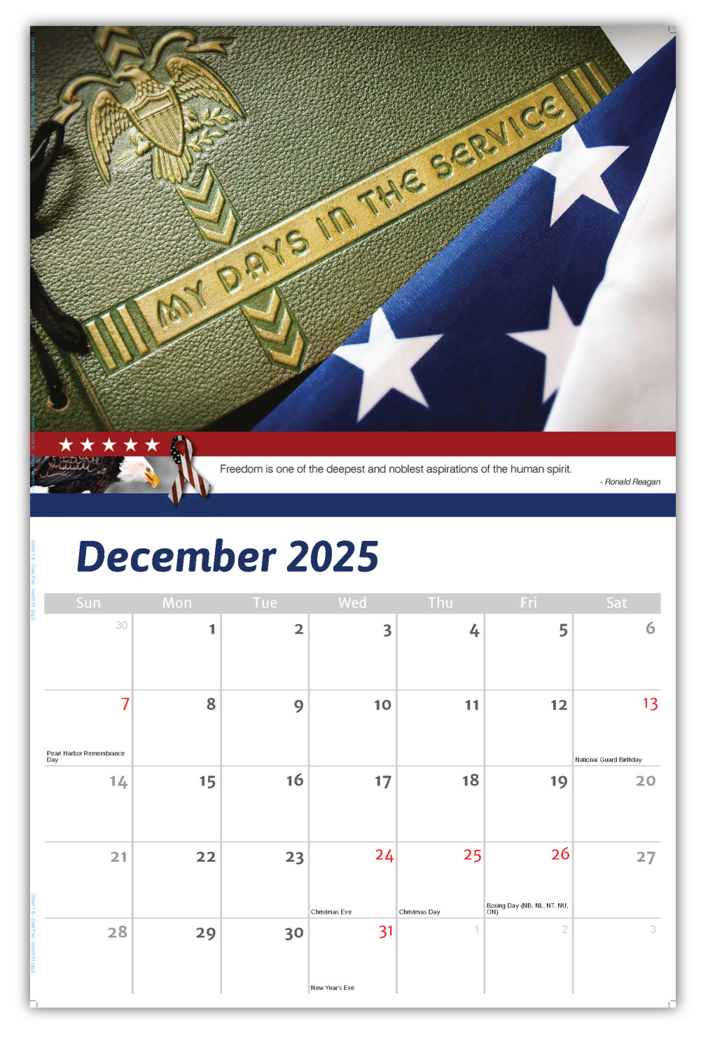 2026 Home of the Brave wall calendar