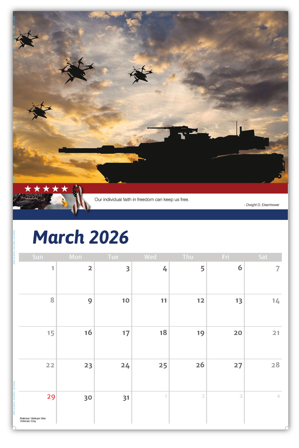 2026 Home of the Brave wall calendar