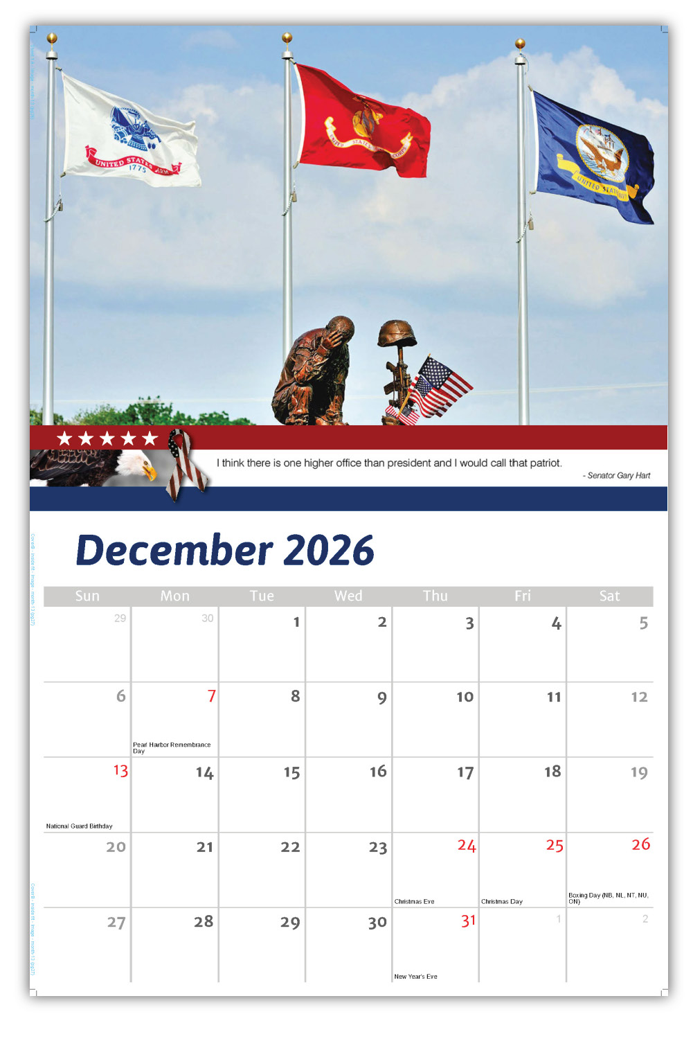 2026 Home of the Brave wall calendar