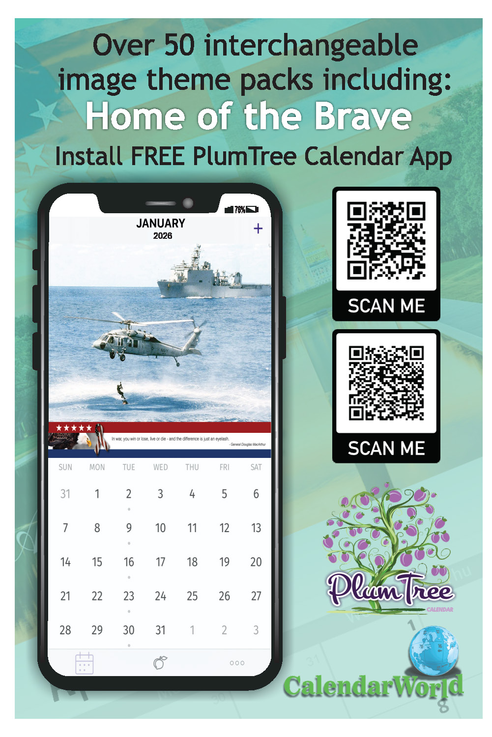 2026 Home of the Brave wall calendar