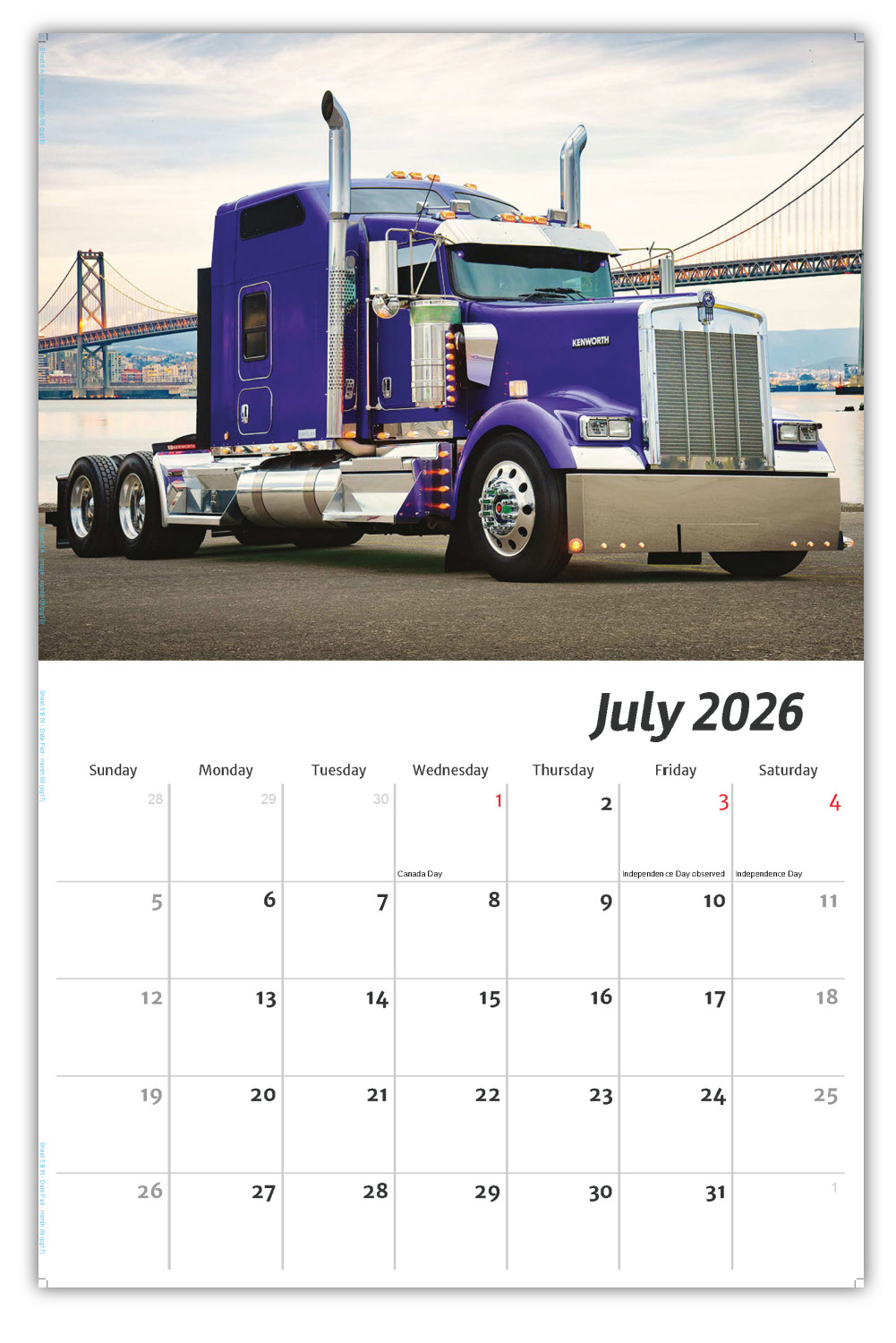 2026 Kings of the Road wall calendar