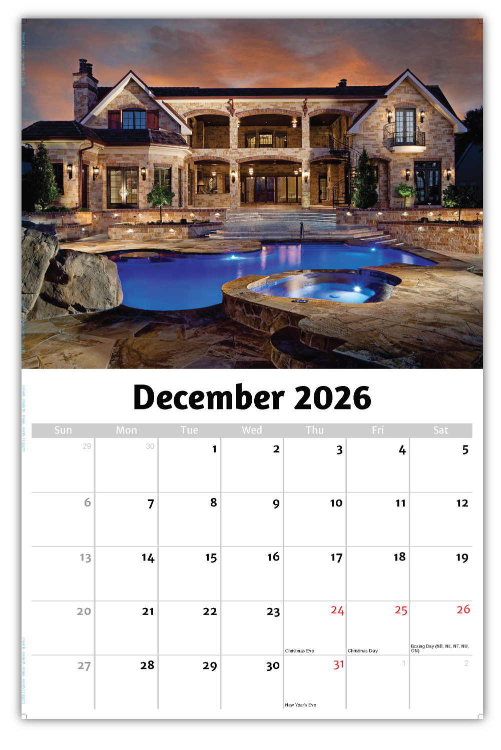 2026 Luxury Homes wall calendar