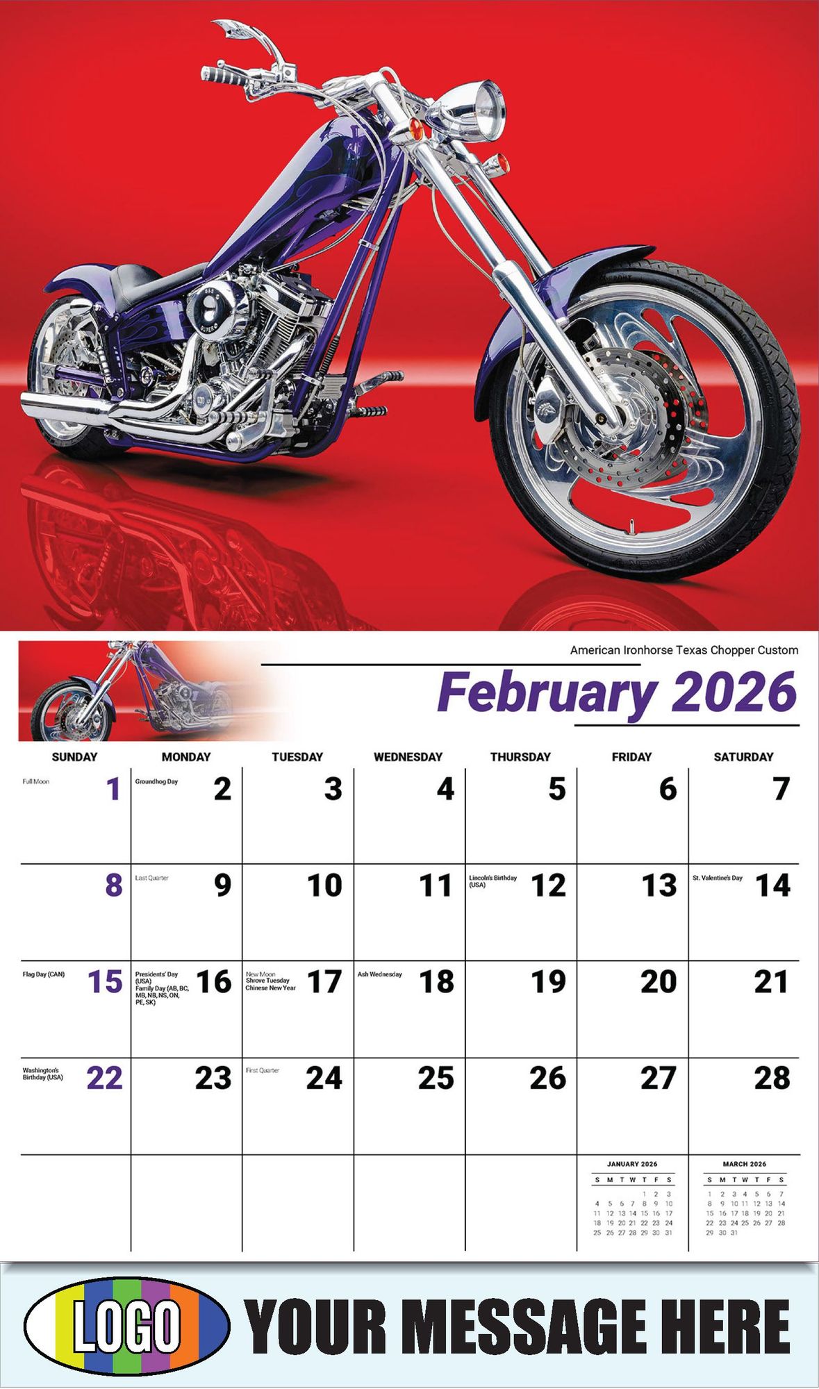 2026 Motorcycle Mania Business Promotional Calendar