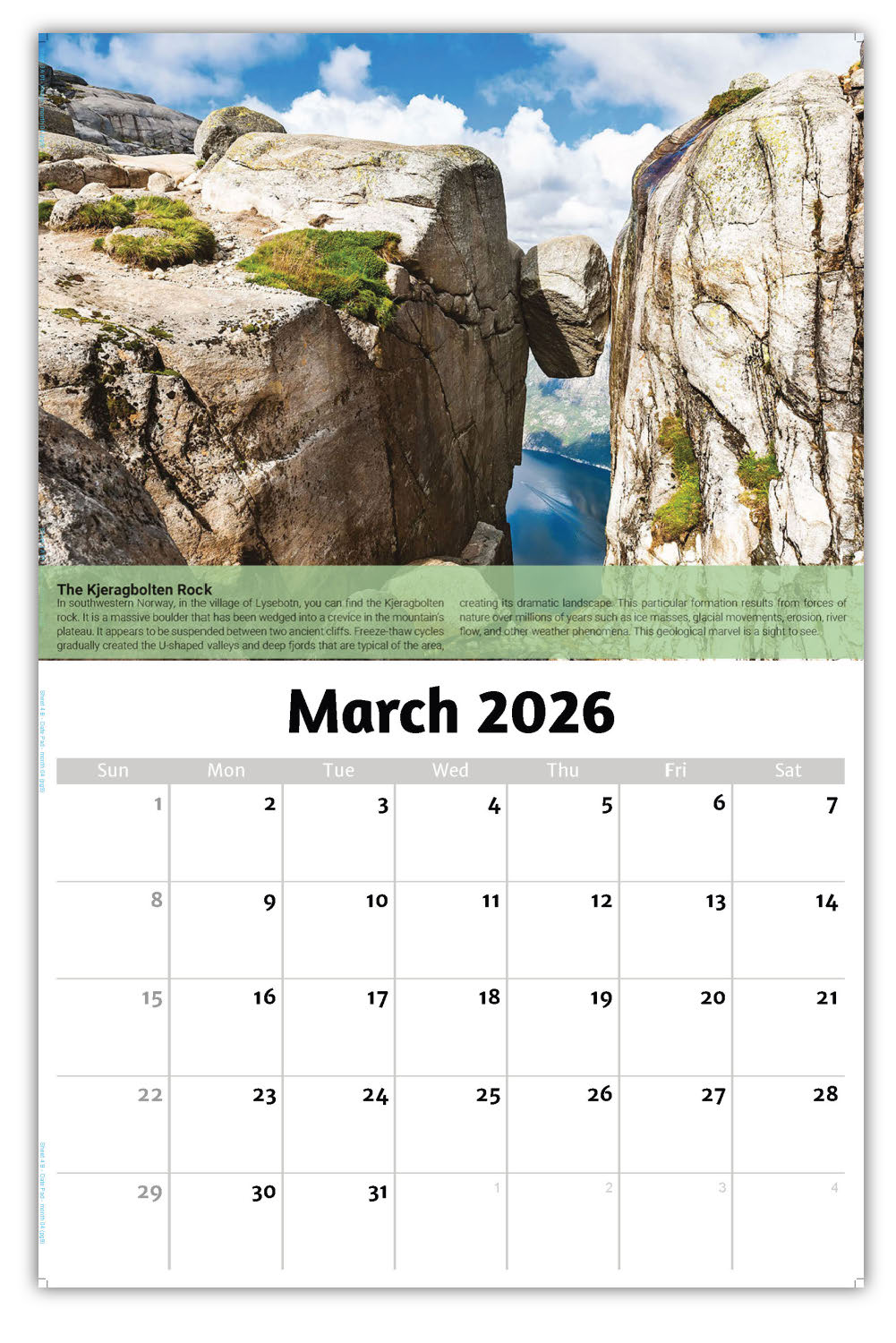 2026 Planet Earth Wall Calendar