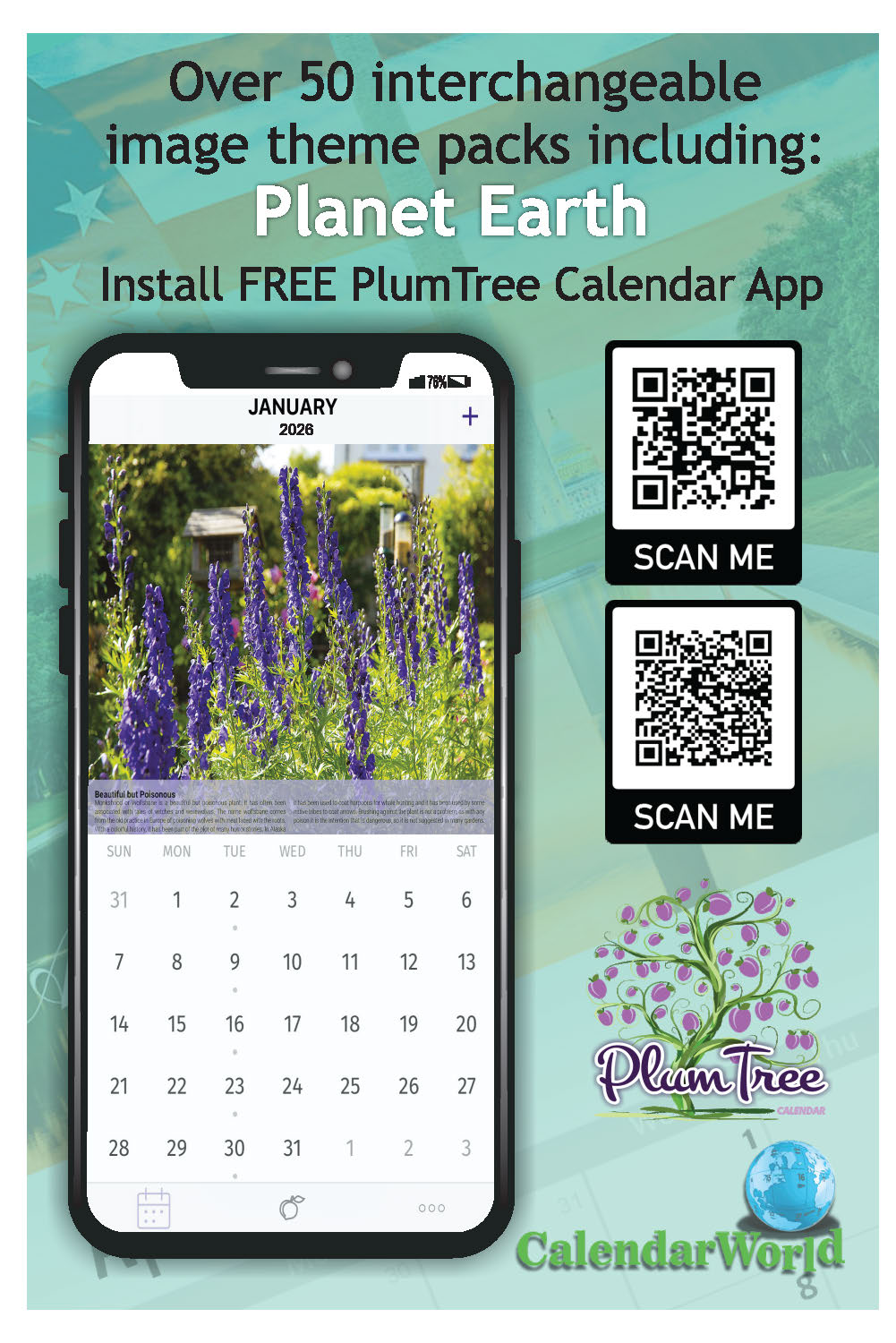 2026 Planet Earth Wall Calendar