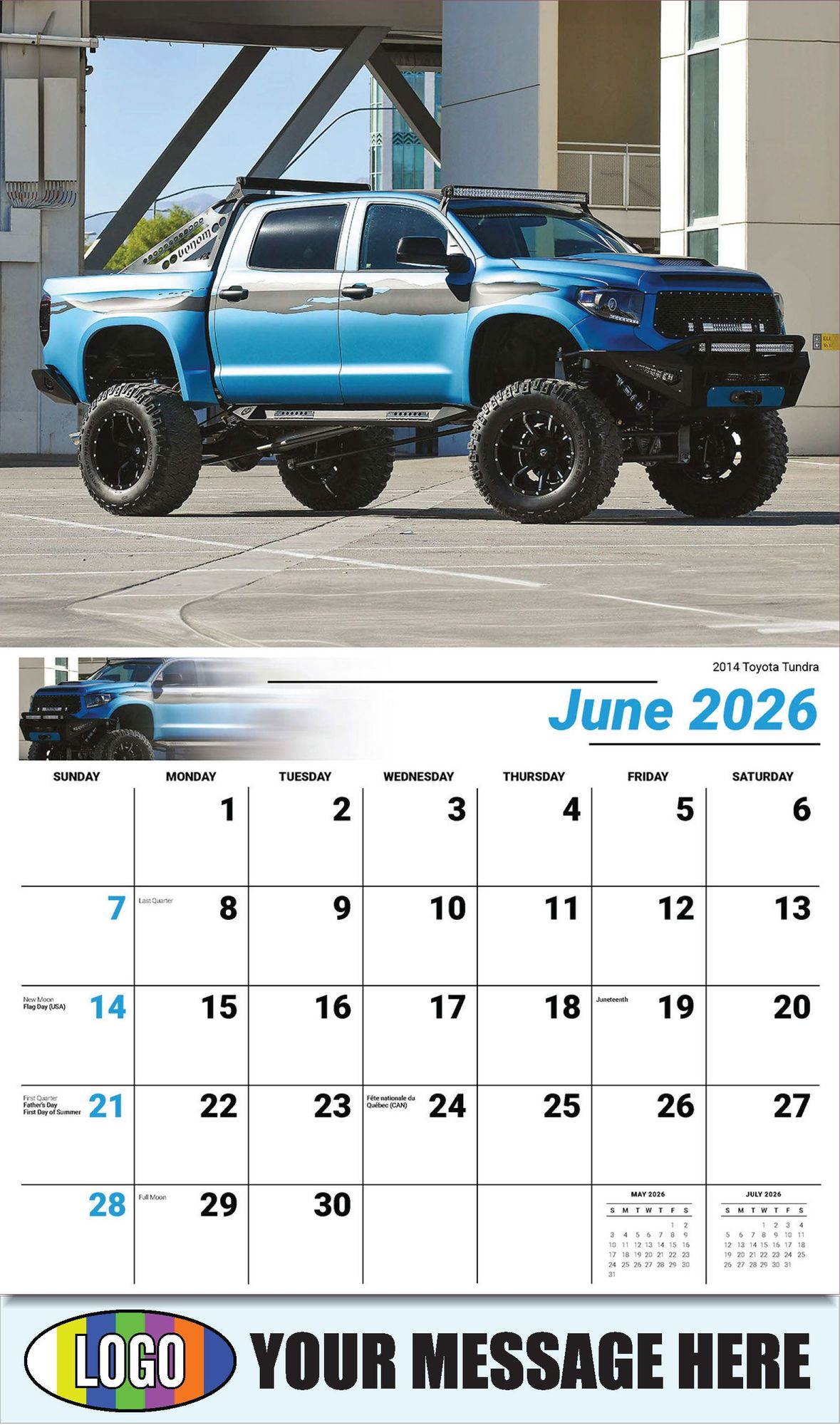 2026 Pumped-Up Pickups Business Promotional Calendar