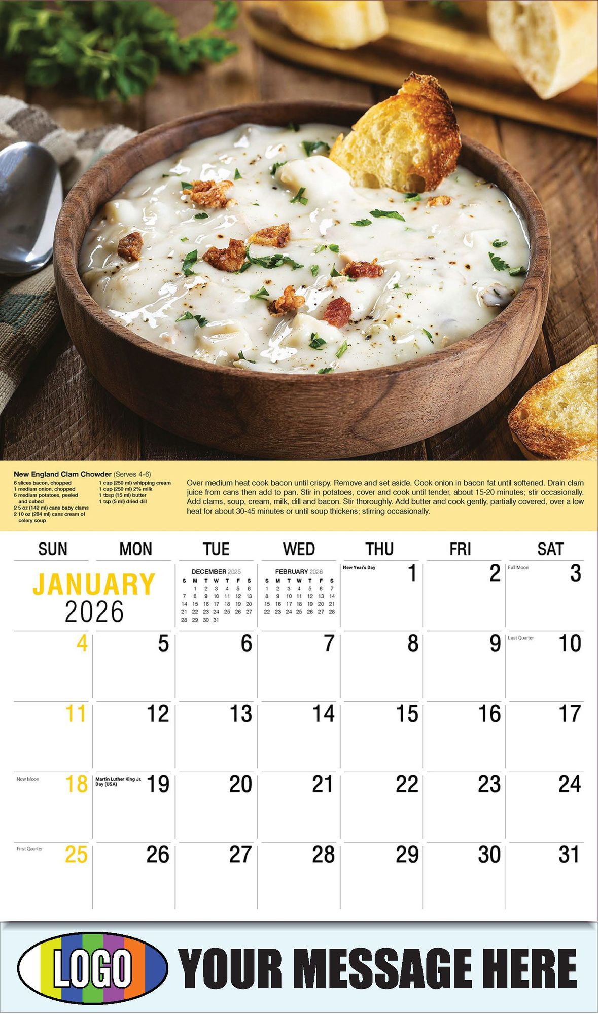 2026 Recipes Business Promotional Calendar