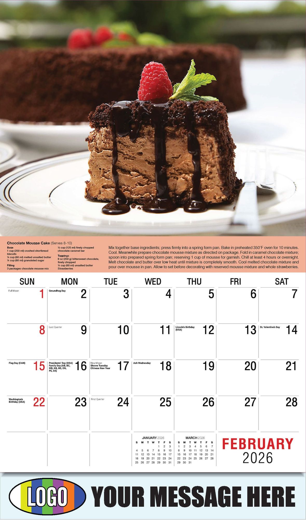 2026 Recipes Business Promotional Calendar