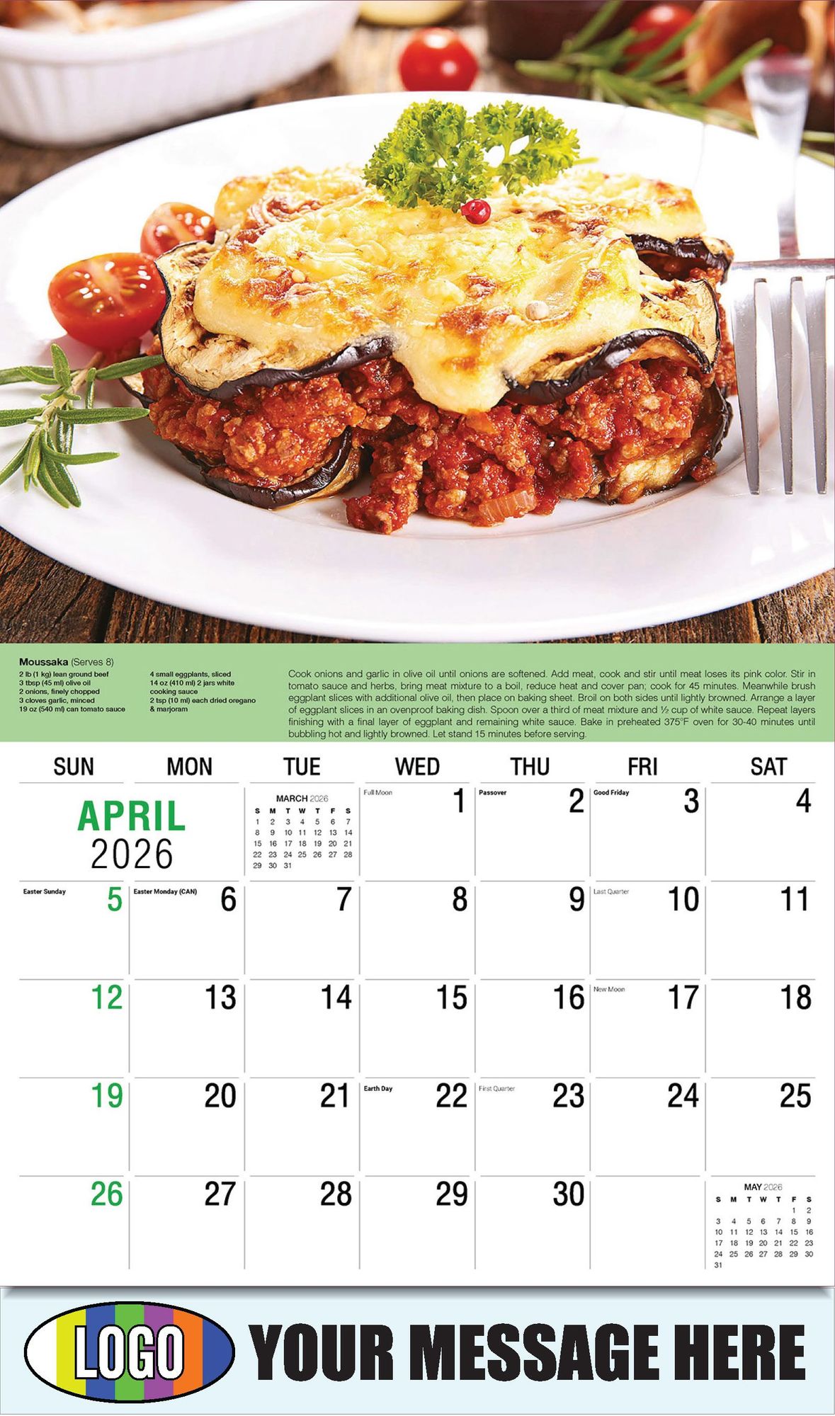 2026 Recipes Business Promotional Calendar