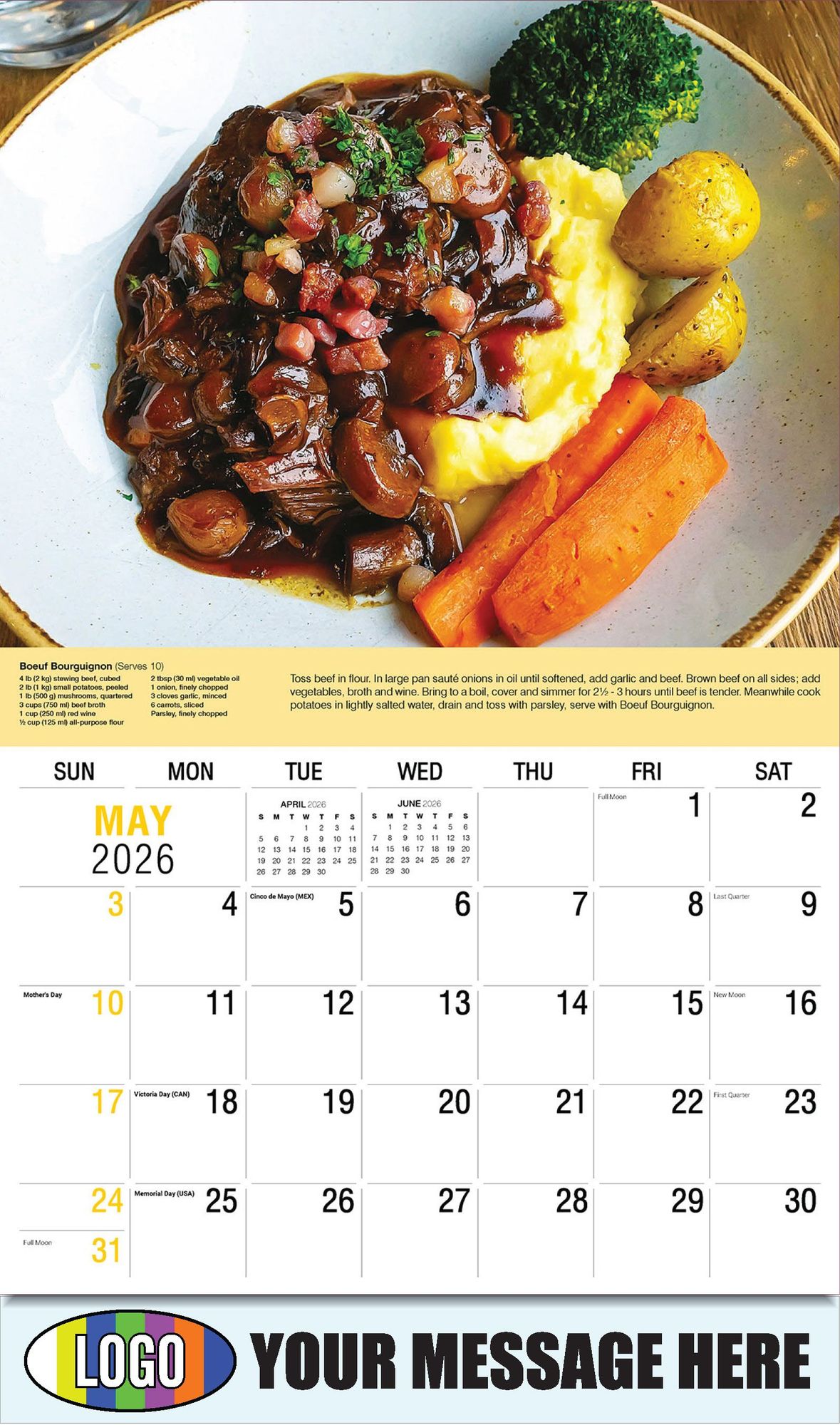 2026 Recipes Business Promotional Calendar