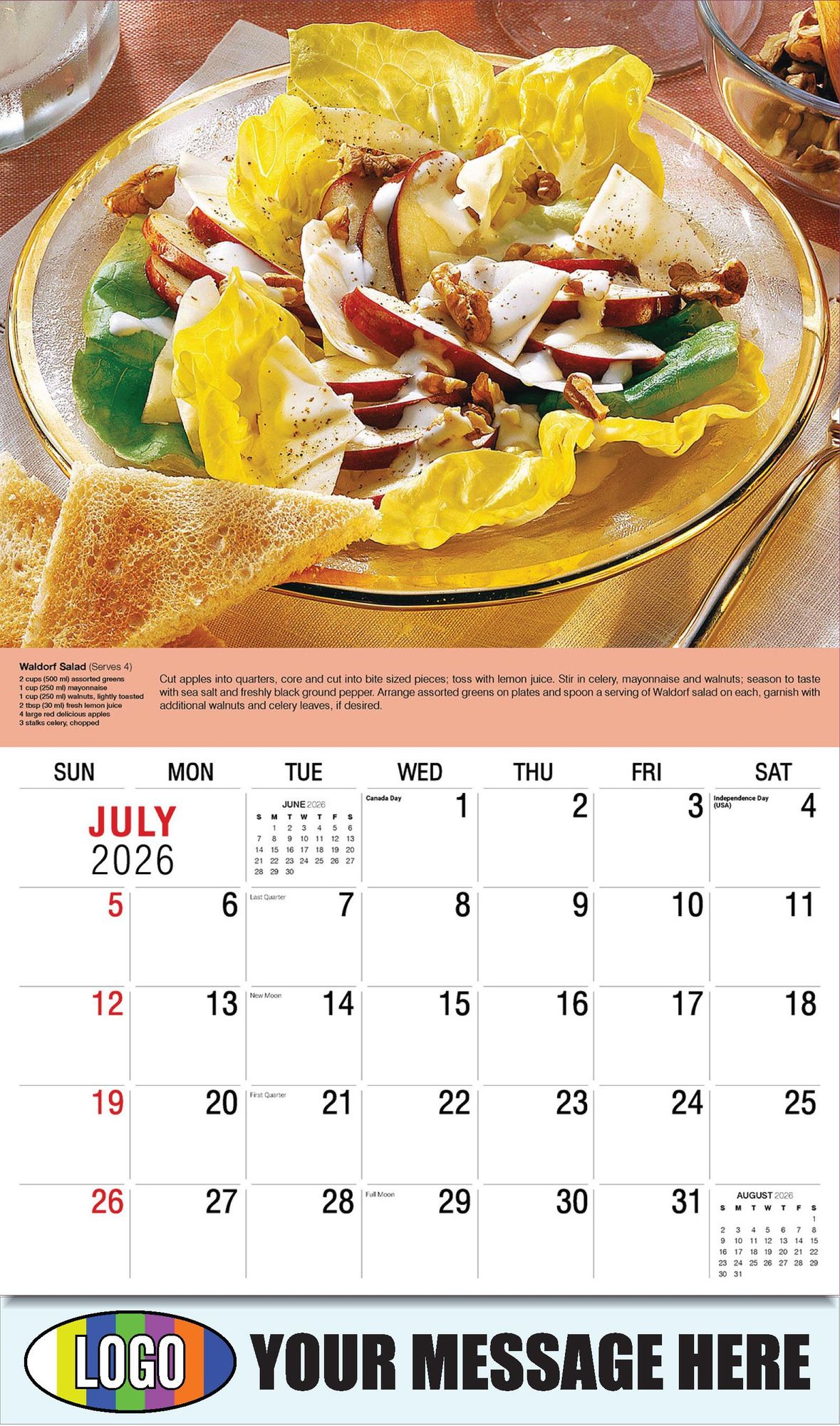 2026 Recipes Business Promotional Calendar