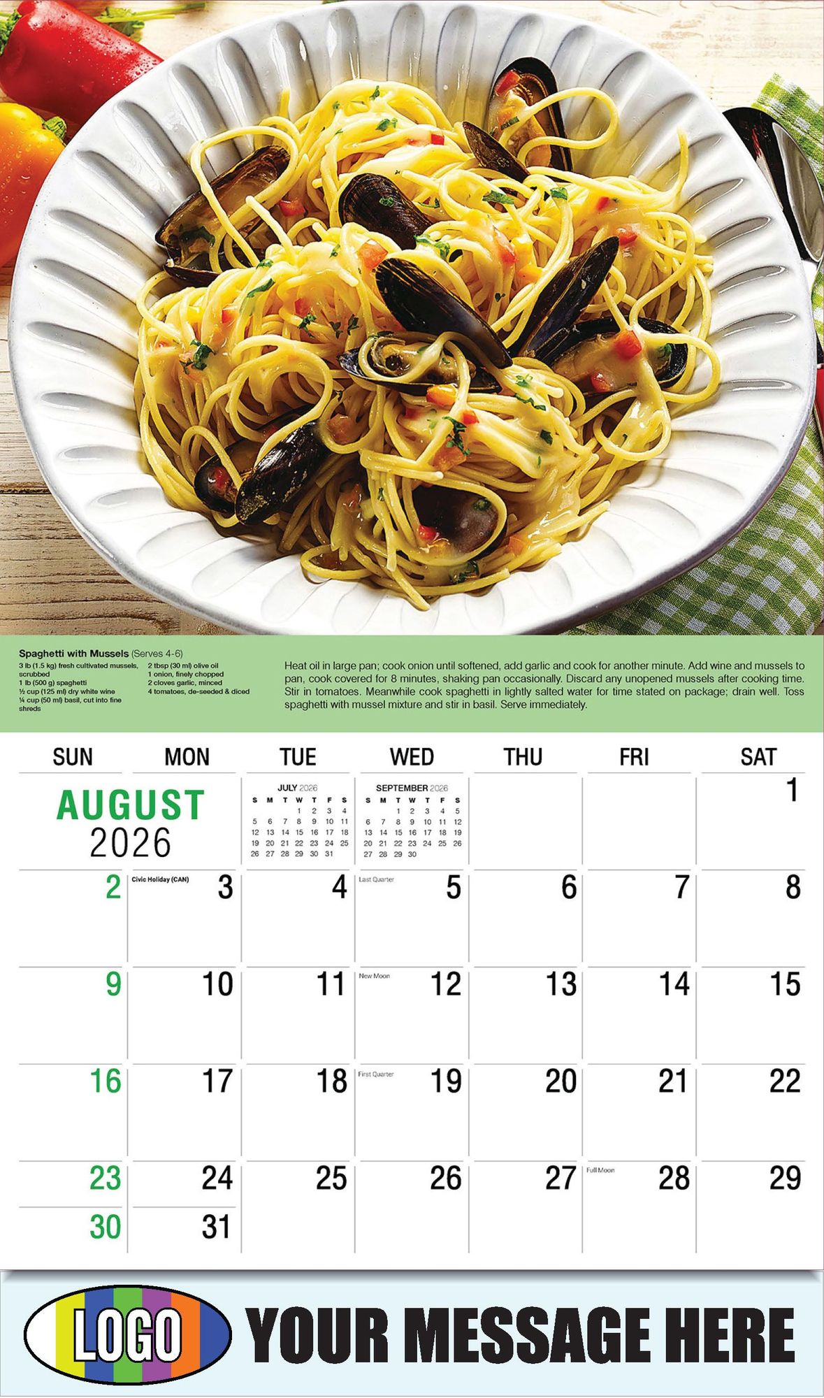 2026 Recipes Business Promotional Calendar