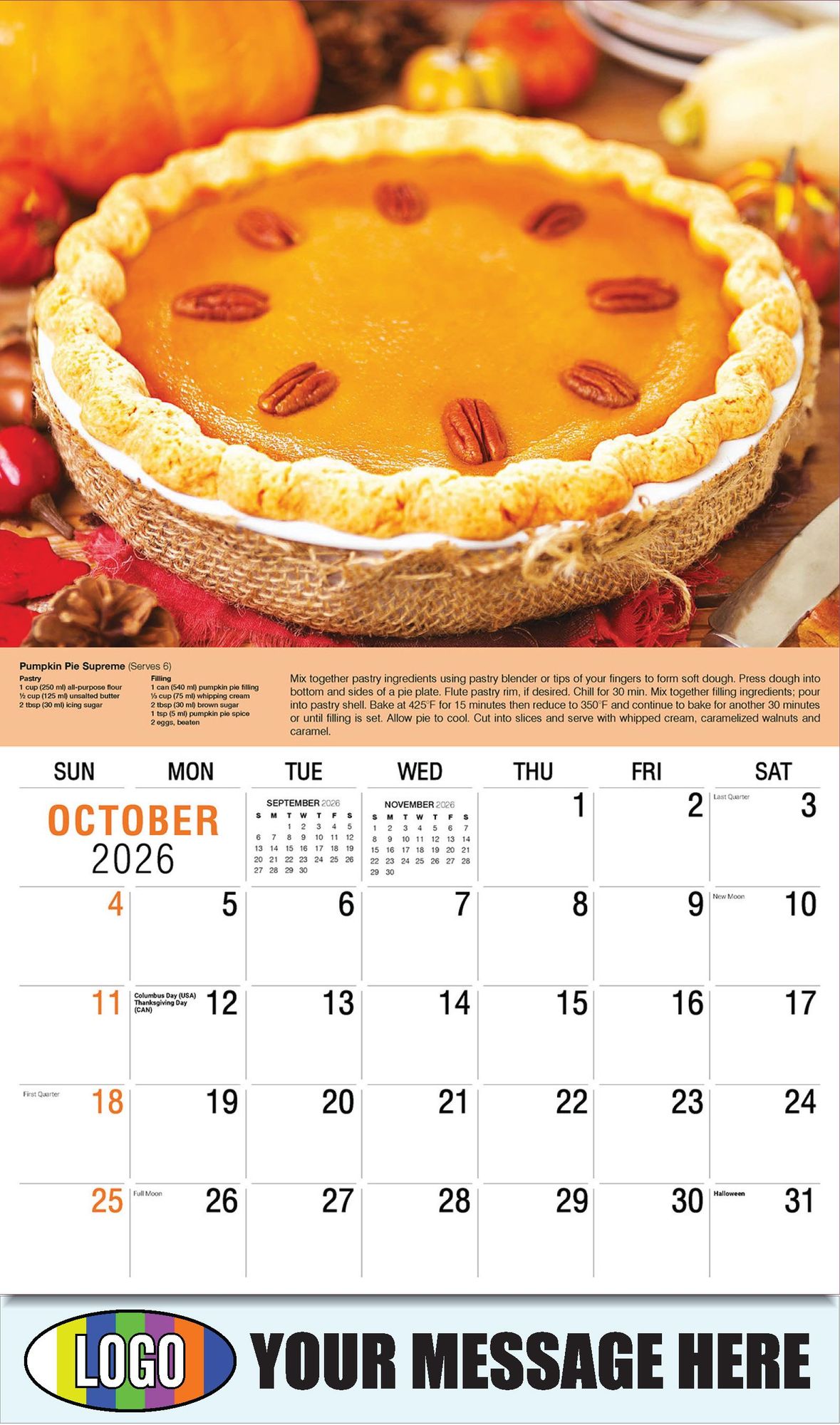 2026 Recipes Business Promotional Calendar