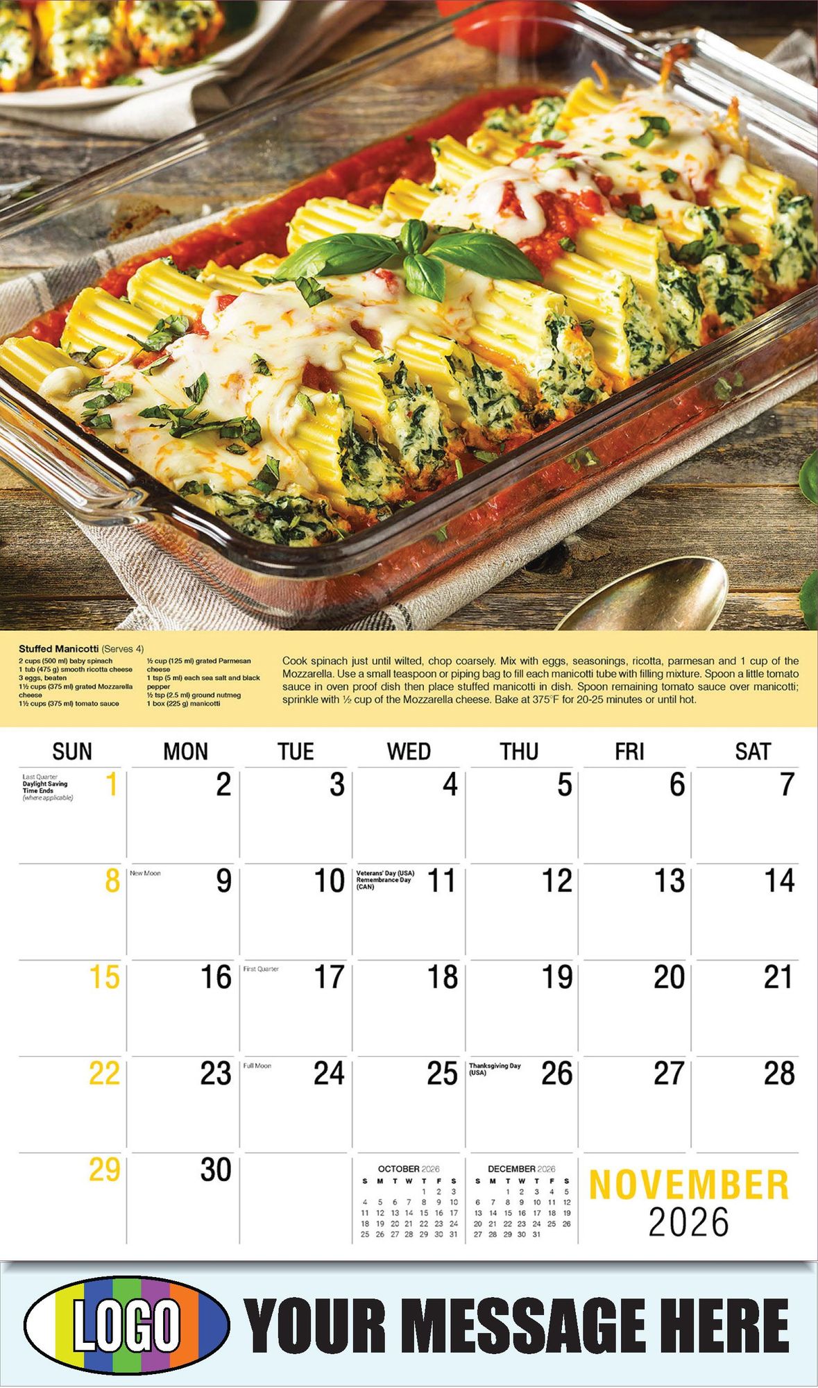 2026 Recipes Business Promotional Calendar