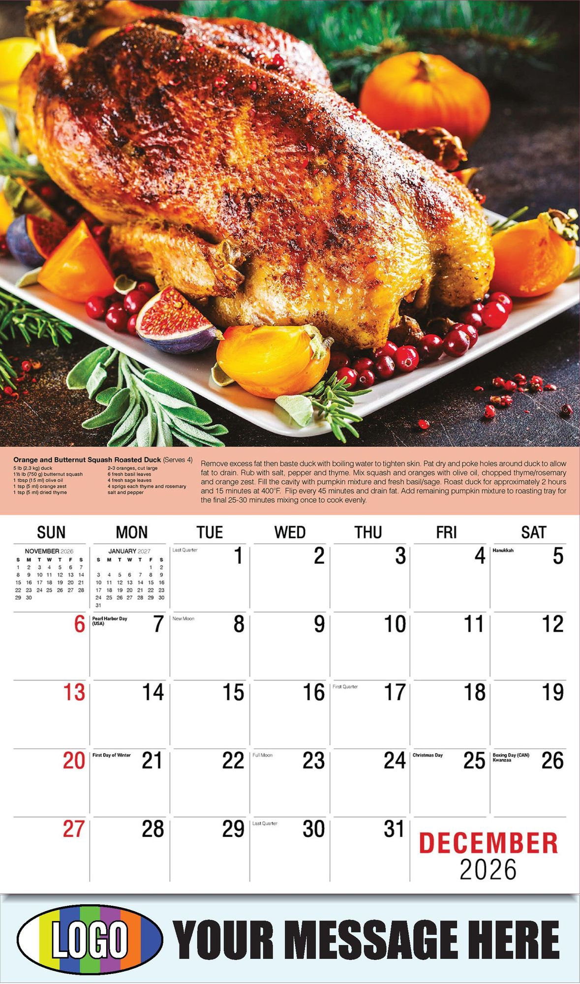 2026 Recipes Business Promotional Calendar