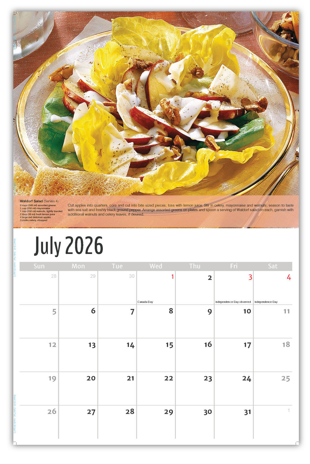 2026 Recipes Wall Calendar