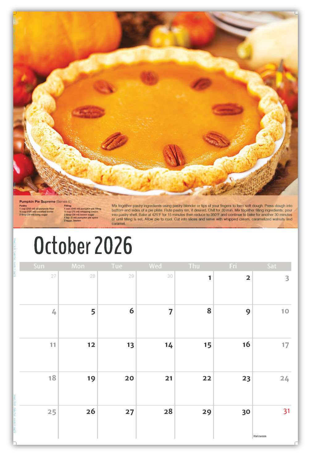 2026 Recipes Wall Calendar