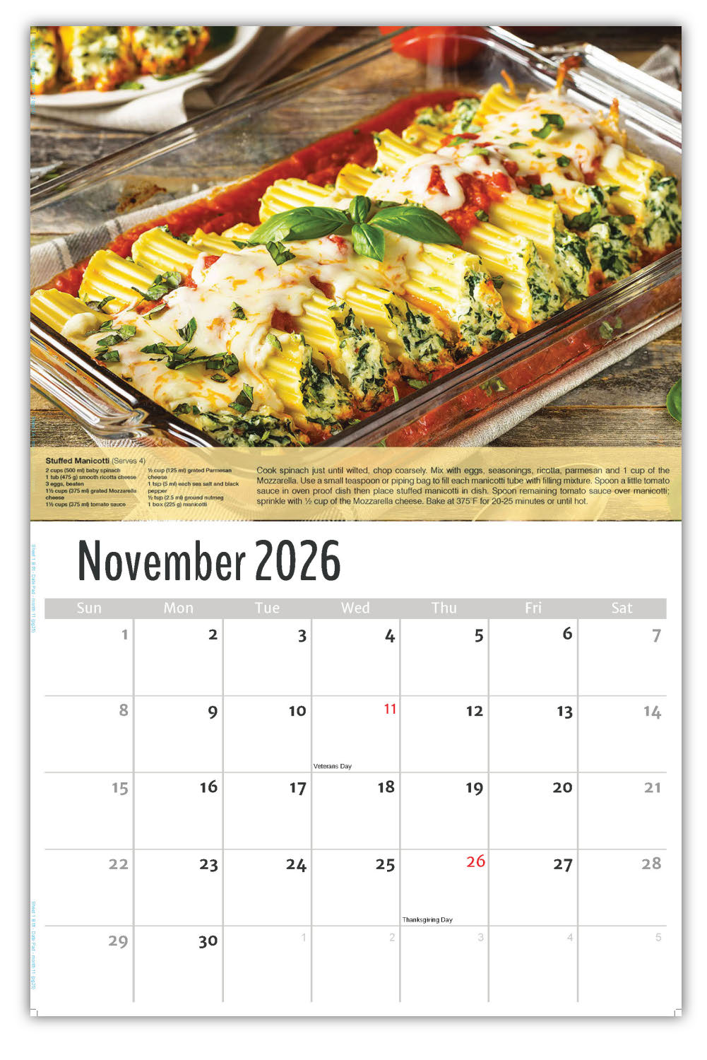 2026 Recipes Wall Calendar