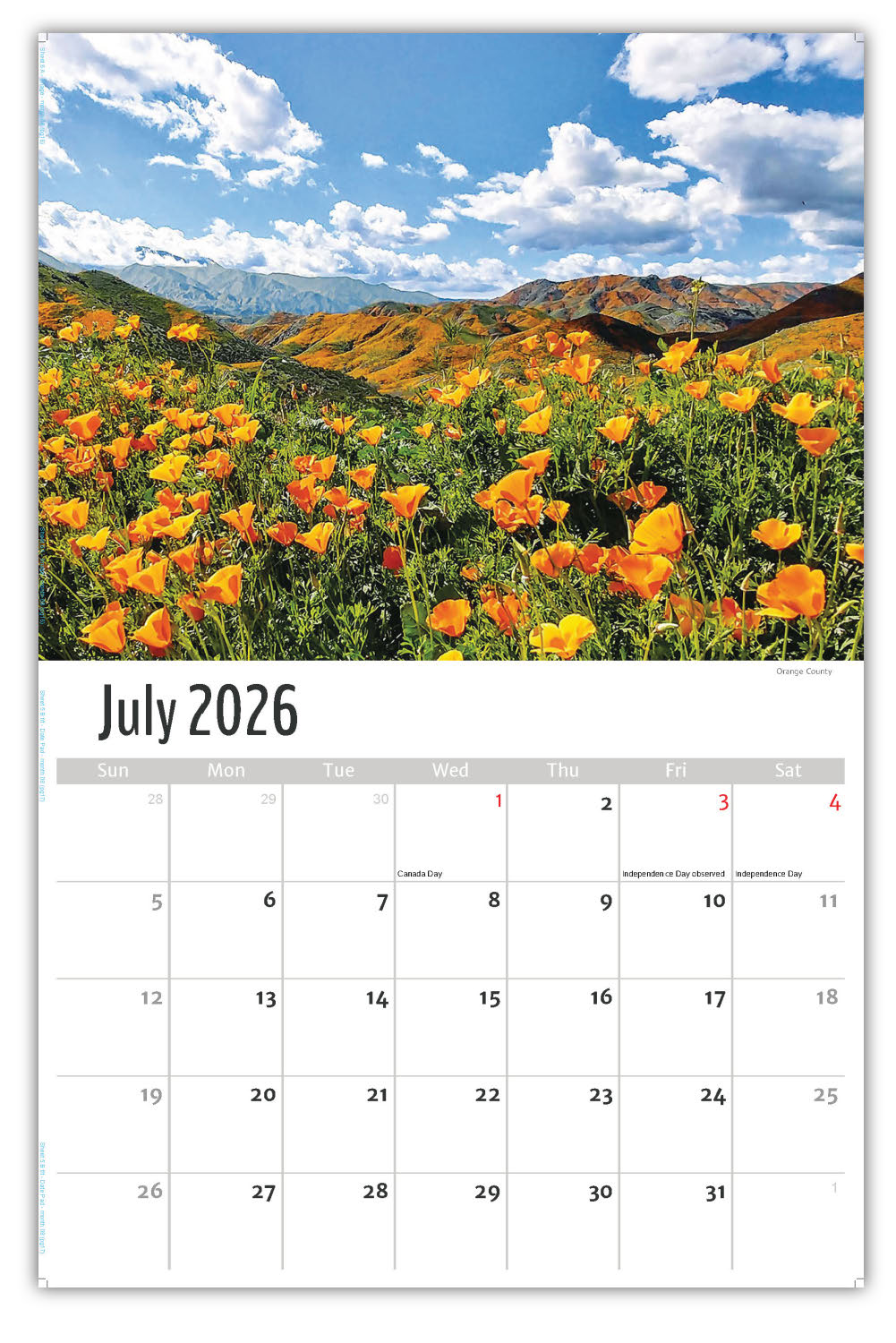 2026 Wall Calendar - Scenes of California