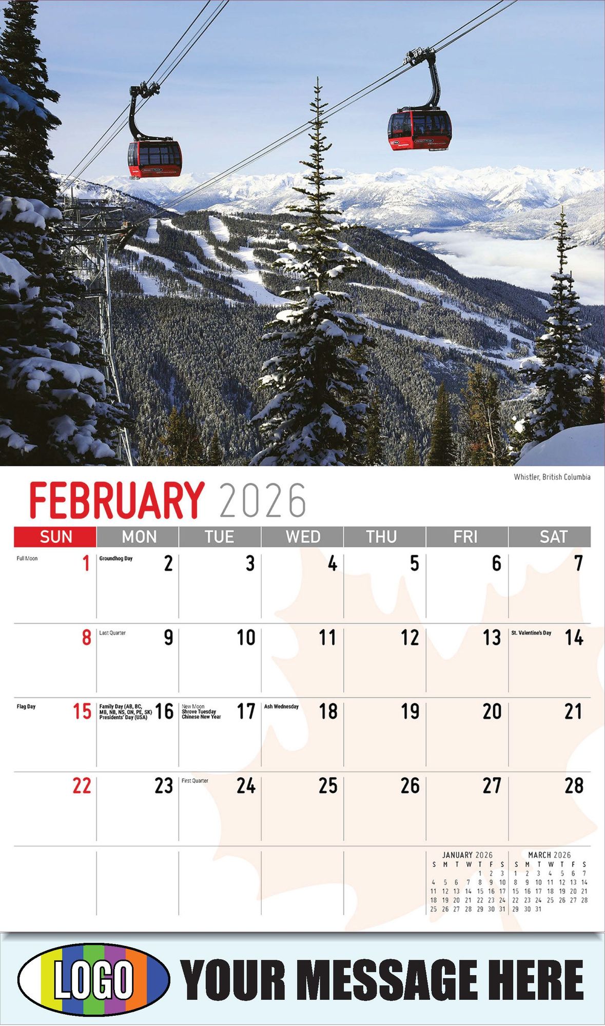 2026 Scenes of Canada Business Promotional Calendar