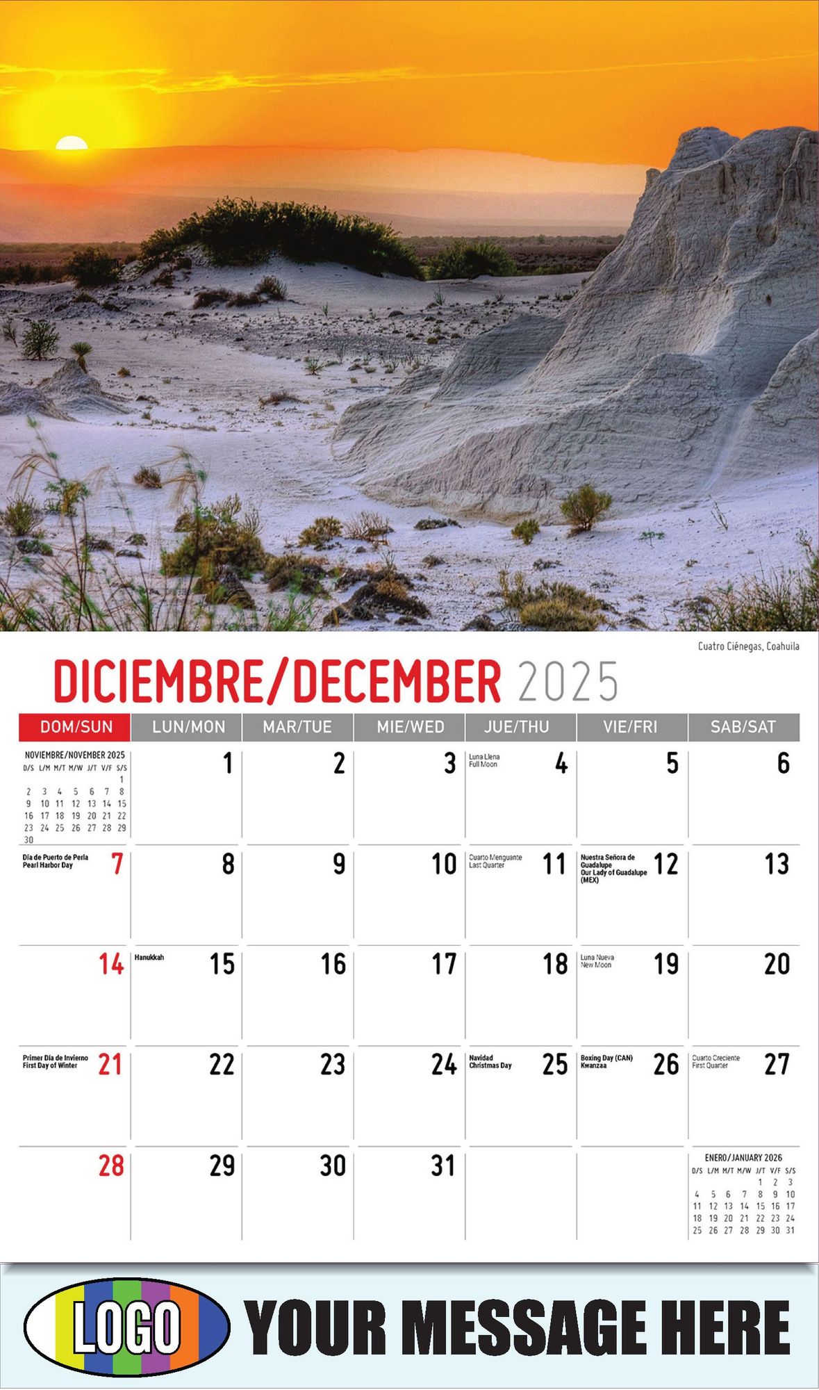 2026 Scenes of Mexico Bilingual Business Promotional Calendar