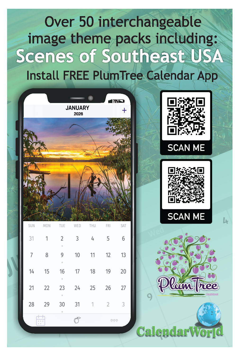 2026 Wall Calendar - Scenes of Southeast USA