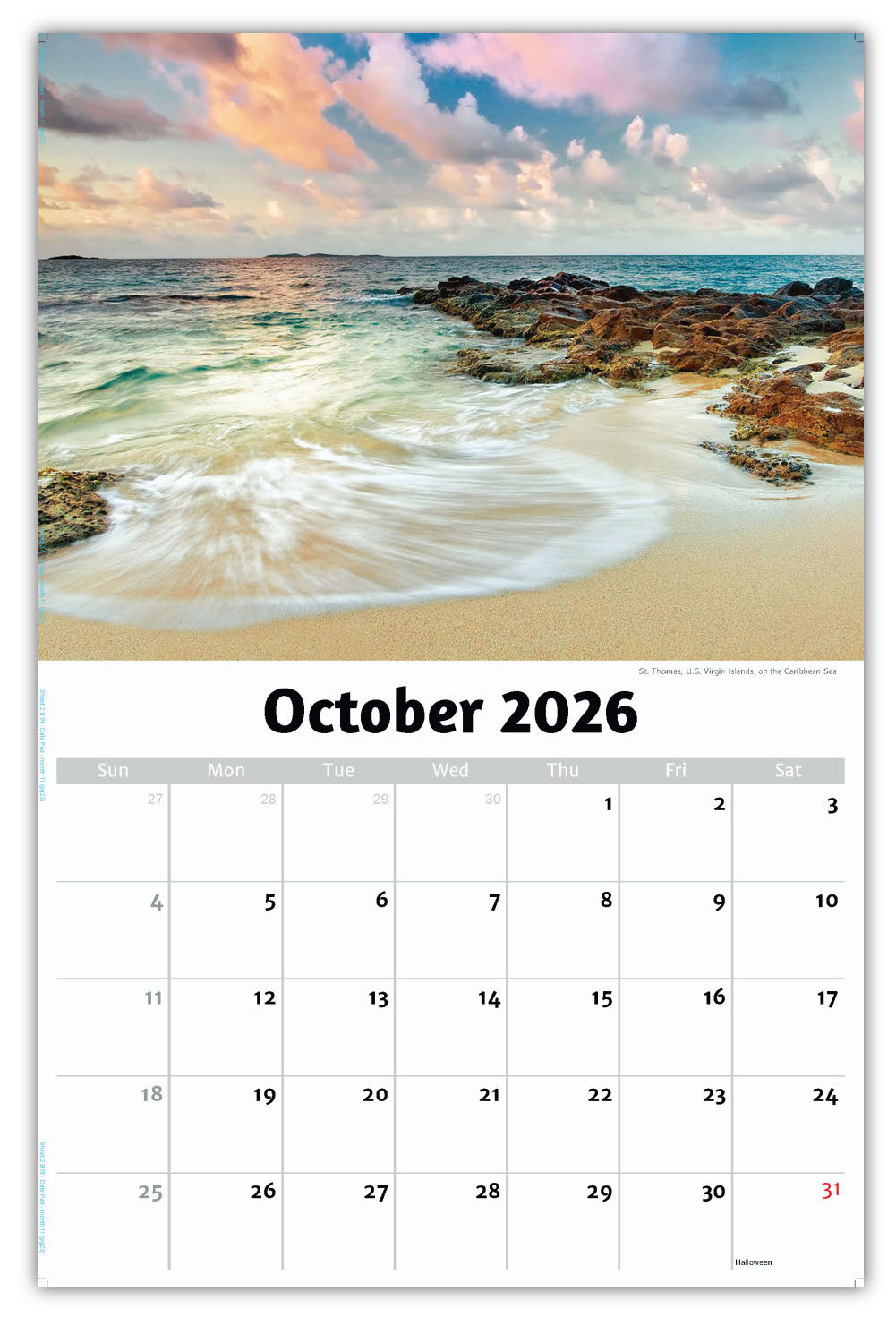 2026 Wall Calendar - Sun, Sand and Surf