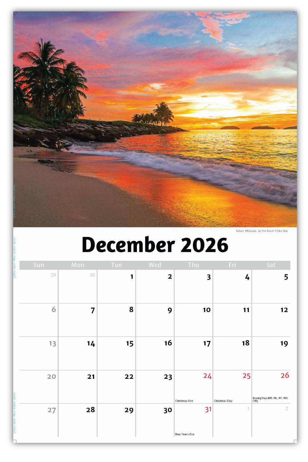2026 Wall Calendar - Sun, Sand and Surf