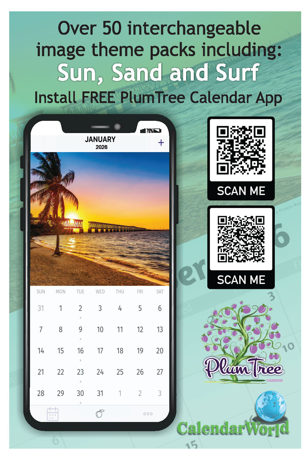 2026 Wall Calendar - Sun, Sand and Surf