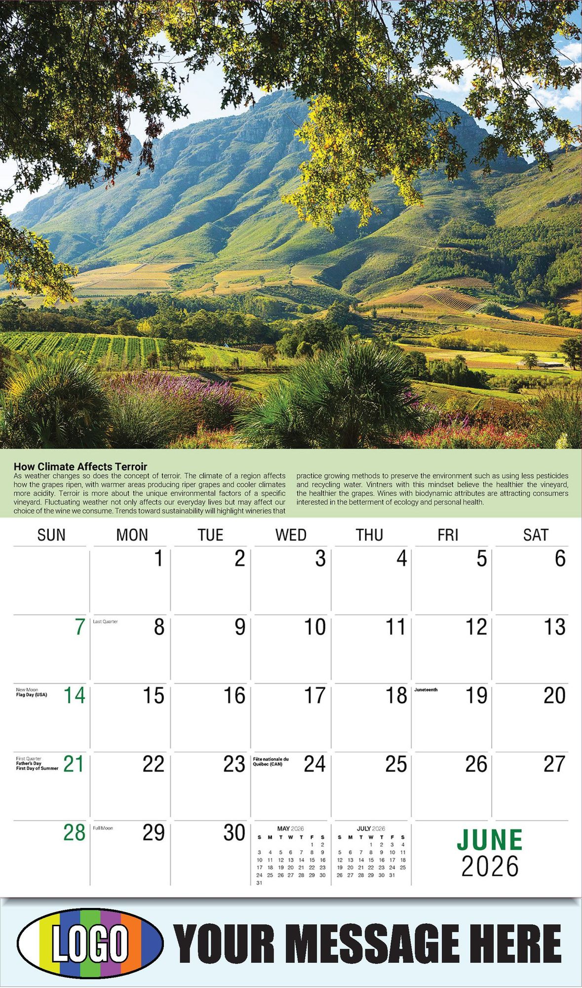 2026 Vintages: Wine Tips Business Promotional Calendar