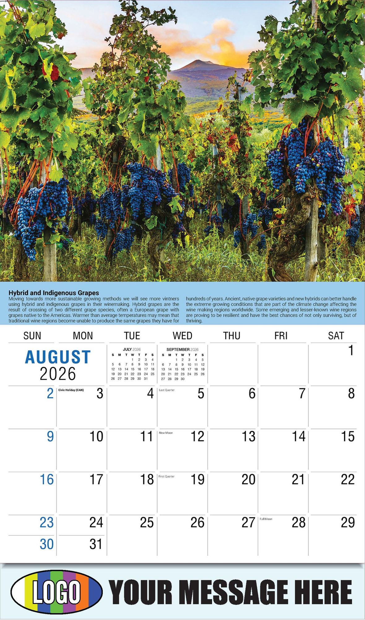 2026 Vintages: Wine Tips Business Promotional Calendar