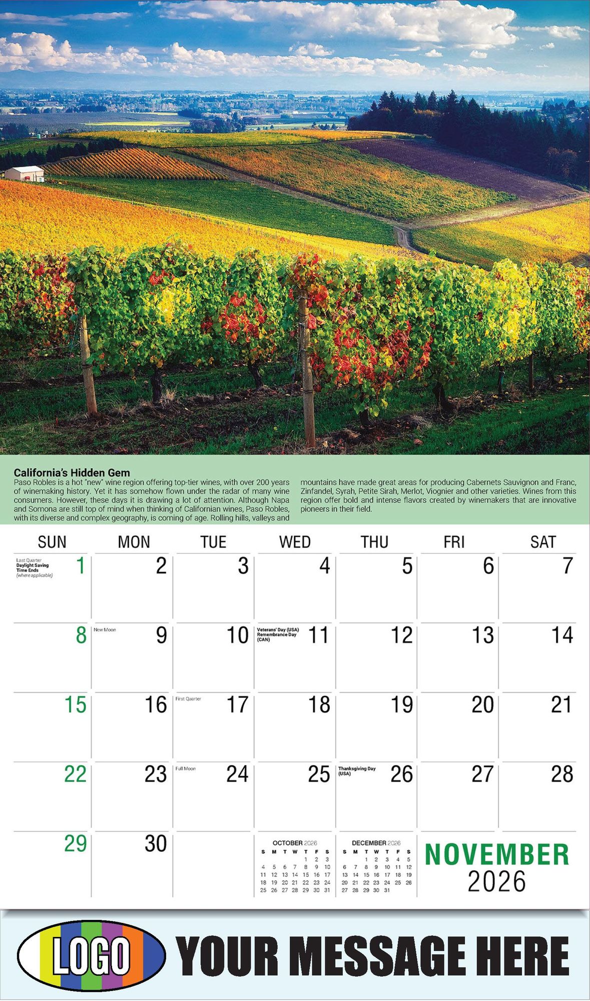 2026 Vintages: Wine Tips Business Promotional Calendar