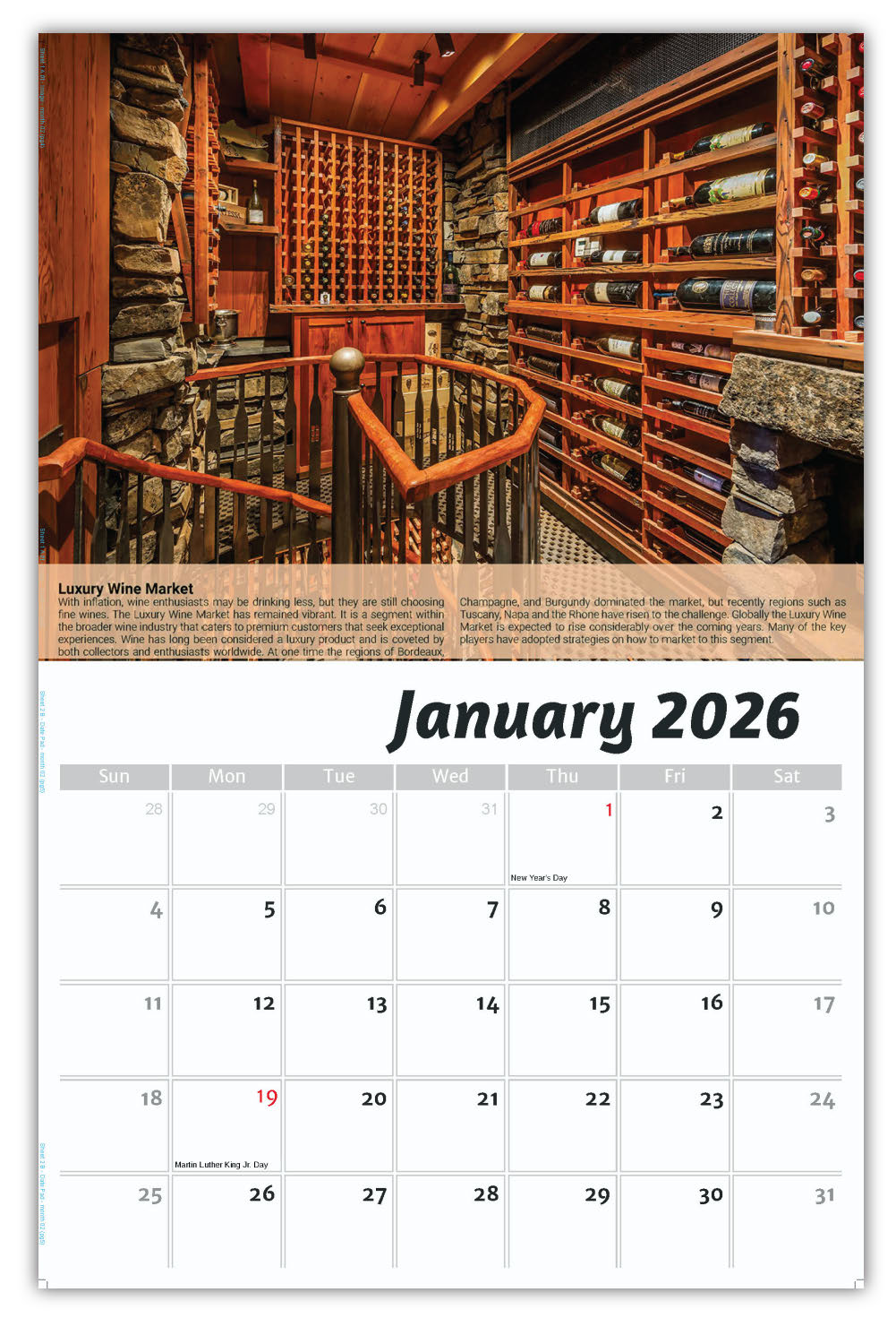 2026 Wall Calendar - Vintages: Wine Tips