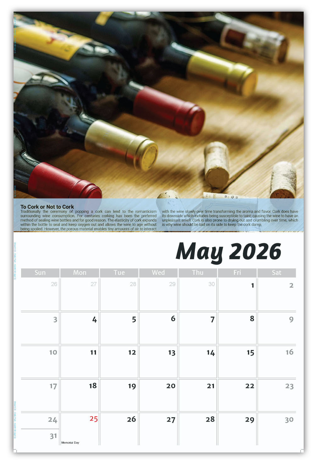 2026 Wall Calendar - Vintages: Wine Tips