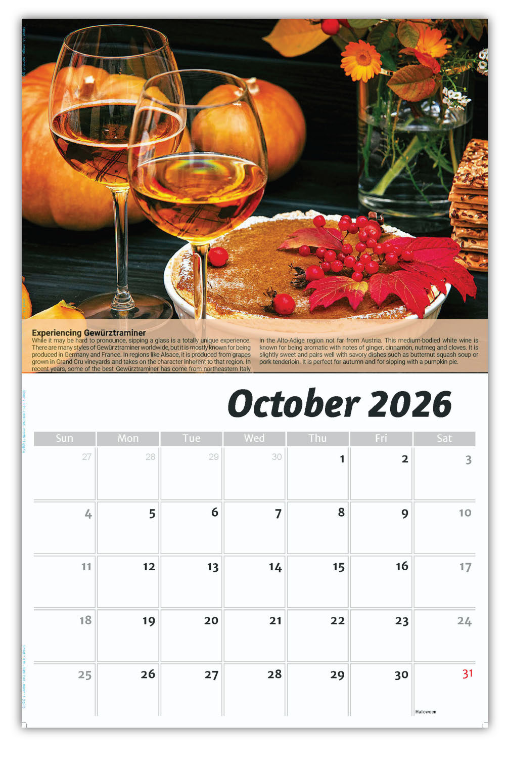 2026 Wall Calendar - Vintages: Wine Tips