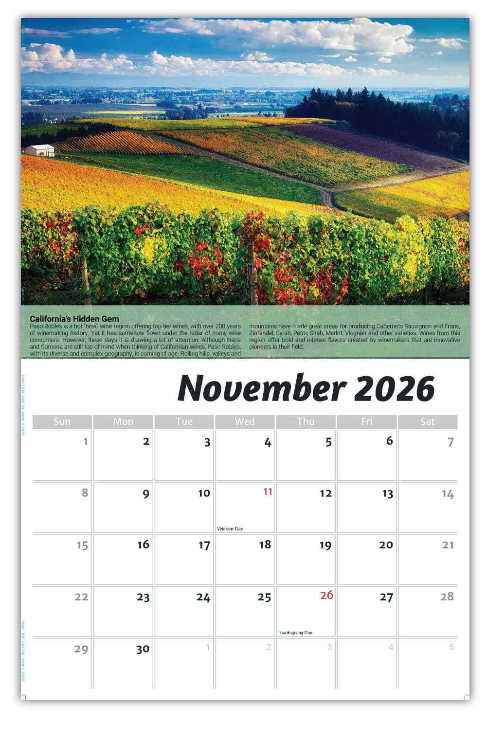 2026 Wall Calendar - Vintages: Wine Tips