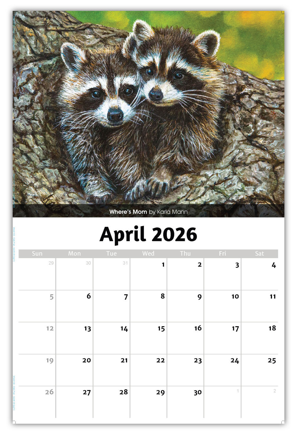 2026 Wall Calendar - Wildlife Portraits