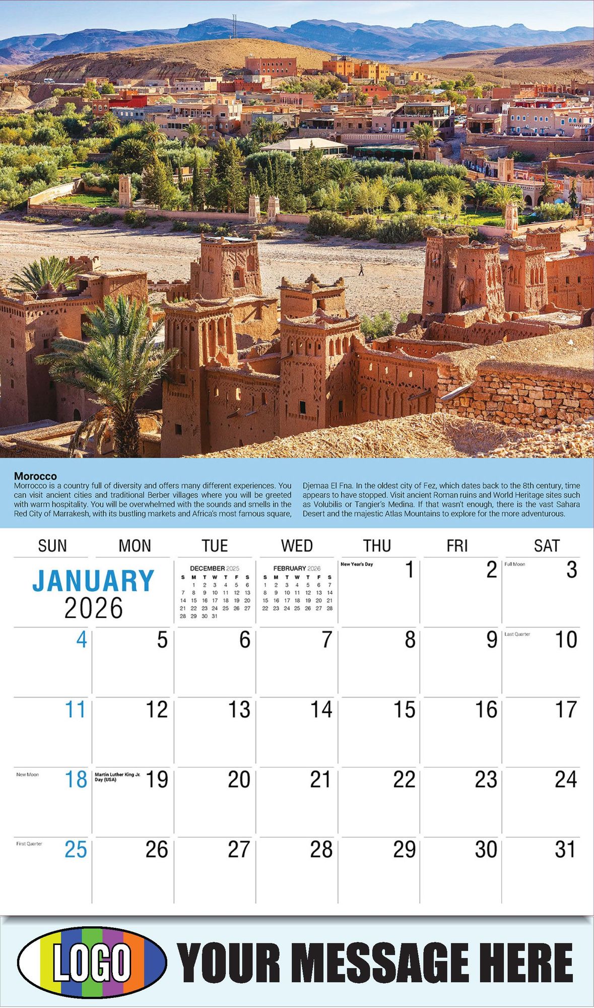 2026 World Travel Destinations Business Promotional Calendar