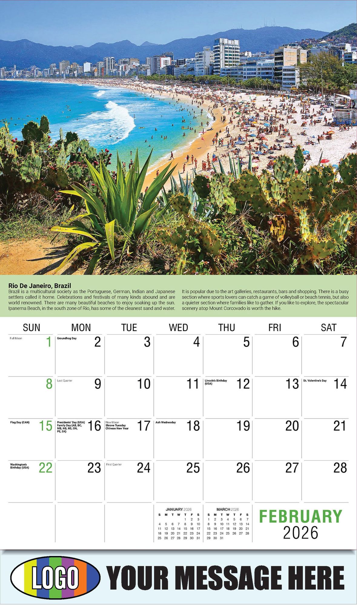 2026 World Travel Destinations Business Promotional Calendar